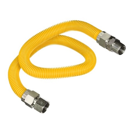 Flextron Gas Line Hose 5/8'' O.D.x36'' Len 3/4" FIPxMIP Fittings Yellow Coated Stainless Steel Flexible FTGC-YC12-36P
